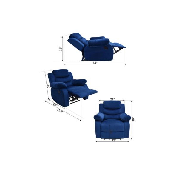 Shine-One-Seater-Manual-Recliner-With-Cupholder-In-Blue-colour