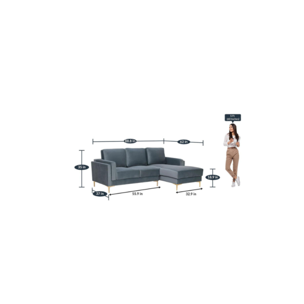 Sylvie-2-Seater-Lhs-Sectional-Sofa-In-Cerulean-Blue-Colour